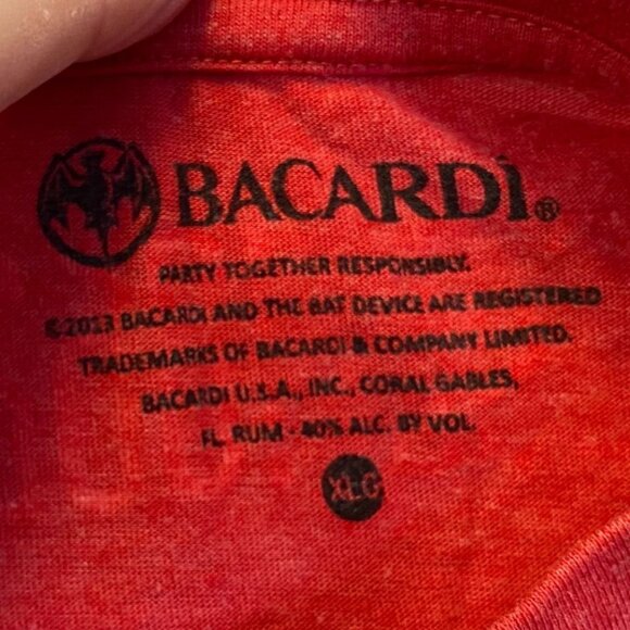 Bacardi Mens Red Graphic T-Shirt XL Heathered Cotton Blend Short Sleeve - Picture 5 of 9
